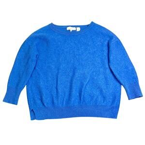 Cashmere Sweater Womens Medium Blue 100% Inhibit Crewneck Knit Pullover Casual